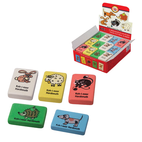 Резинка стирательная KOH-I-NOOR, цвет ассорти, животные