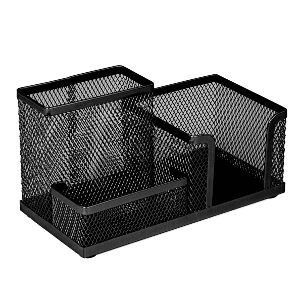 Подставка-органайзер BRAUBERG "Germanium" металлическая, 3 секции, 102х186х95мм, черная, 231986