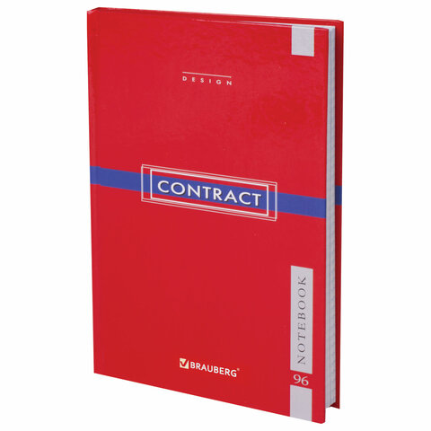 Блокнот Notebook BRAUBERG, A5, 135*206мм, "CONTRACT", красный, тв. лам. обложка, 96л., 121928
