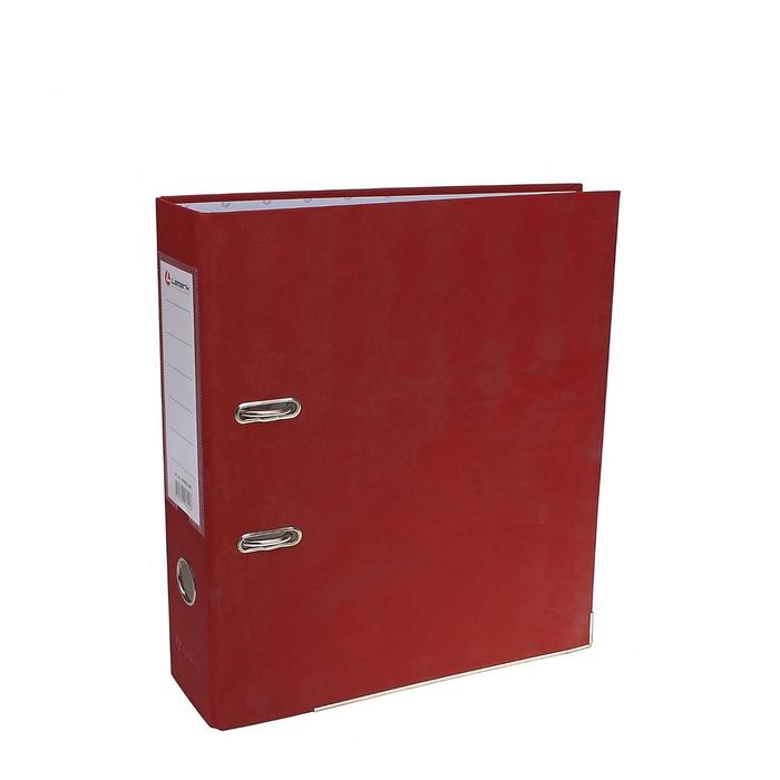 Папка-регистратор Lamark PP 80мм бордовый, металл.окантовка, карман, собранная