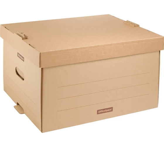 Короб архивный OfficeSpace "Универсальный" 26,5*34*44см, надстраиваемый, с крышкой, картон