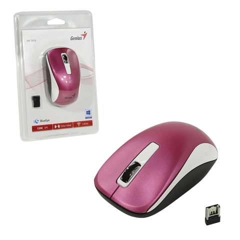 Мышь беспроводная GENIUS NX-7010, 2 кнопки + 1 колесо-кнопка, оптическая, пурпурная 