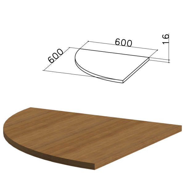 Стол приставной угловой "Канц", (ш600*г600*в750 мм), БЕЗ ОПОРЫ (код640072), венге, ПК34.16