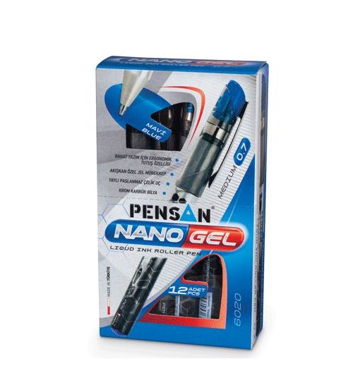 Ручка роллер PENSAN "NANO GEL", корпус цветн., толщ. письма 0,7 мм, 6020, синяя