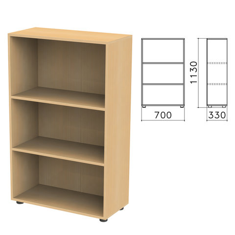 Шкаф (стеллаж) "Канц" (ш700*г330*в1130 мм), 2 полки, цвет бук, ШК39.10