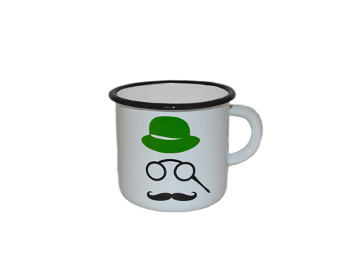 Кружка эмал. 0,4л с цв.зел.ободком белосн."Хипстер" 6с2с/П
