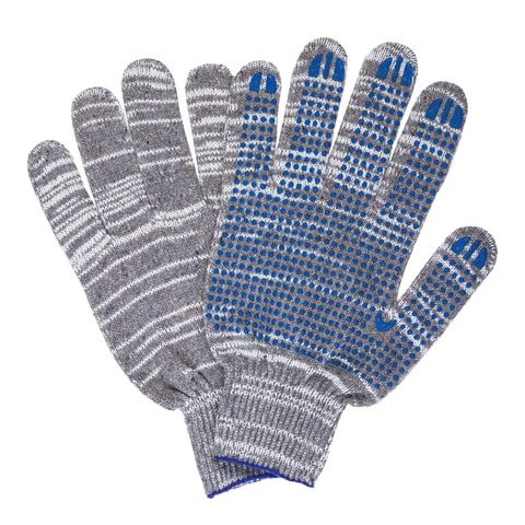 Перчатки хлопчатобумажные 10 класс, 50-52 г, 133 текс, ПВХ-точка,  ЛАЙМА ЛЮКС 2, плот