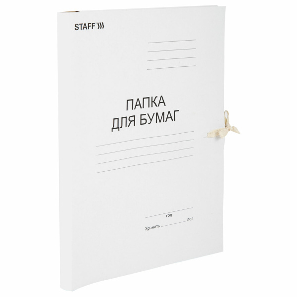 Папка для бумаг с завязками картонная STAFF, гарантированная плотность 220 г/м2, до 200 л Папка для бумаг с завязками картонная STAFF, гарантированная плотность 220 г/м2, до 200 л