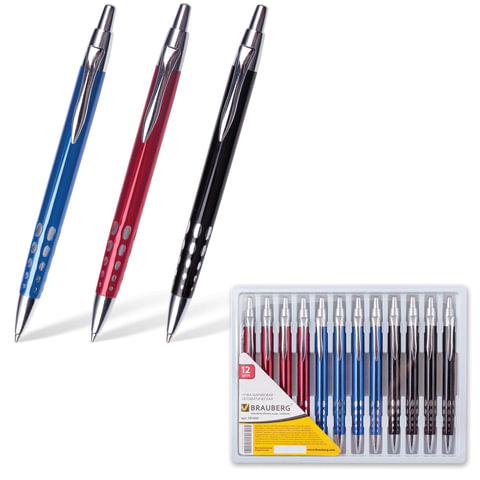 Ручка бизнес-класса шариковая BRAUBERG "Frost", корпус ассорти, узел 1 мм, линия письма 0,7 мм, синя