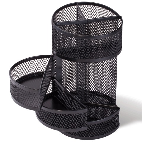 Подставка-органайзер BRAUBERG "Germanium" металлическая, 6 секций, 160х100мм, черная, 231984