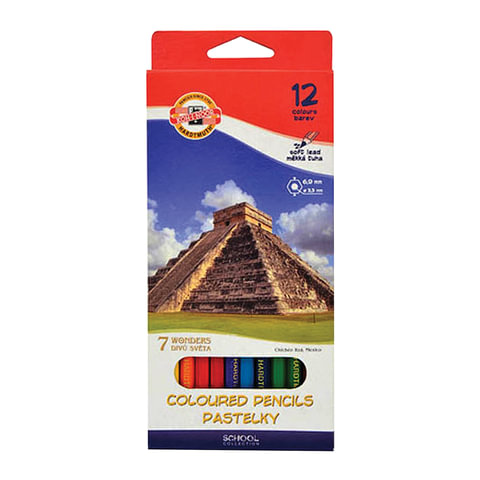 Карандаши цветные KOH-I-NOOR "7 чудес света", 12 цветов, грифель 3,2 мм, заточенные, картонная упако Карандаши цветные KOH-I-NOOR "7 чудес света", 12 цветов, грифель 3,2 мм, заточенные, картонная упако