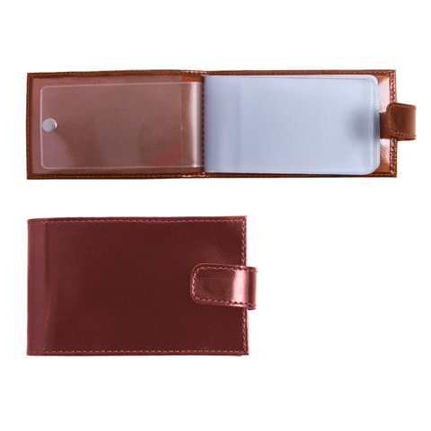 Визитница карманная BEFLER "Classic" на 40 визиток, натуральная кожа, кнопка, коньяк, V.31.-1