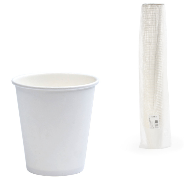 Одноразовые стаканы ФОРМАЦИЯ, 75 шт., бумажные, односл, 250 мл, белые, для х/г HB80-280-0000-75 