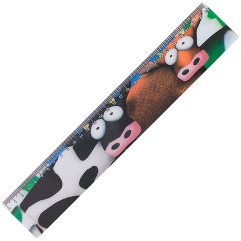 Линейка 3D, 30 см, BRAUBERG, объемная, "Коровы", европодвес, 210584