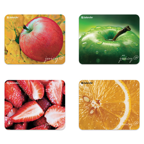 Коврик для мыши DEFENDER Juicy sticker, полипропилен на клейкой основе, 220х180х0,4 мм, 4 вида, 5041