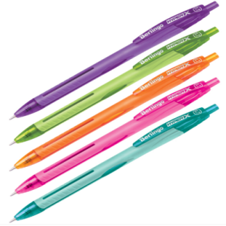 Ручка шариковая автоматическая Berlingo "Hyper X" синяя, 0,7мм, игольчатый стержень, корпус ассорти