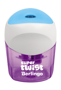 Точилка пластиковая Berlingo "SuperTwist", 1 отверстие, контейнер, ассорти, блистер