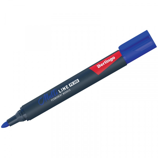 Маркер перманентный Berlingo "Multiline PE300" синий, пулевидный, 3мм BMc_16202
