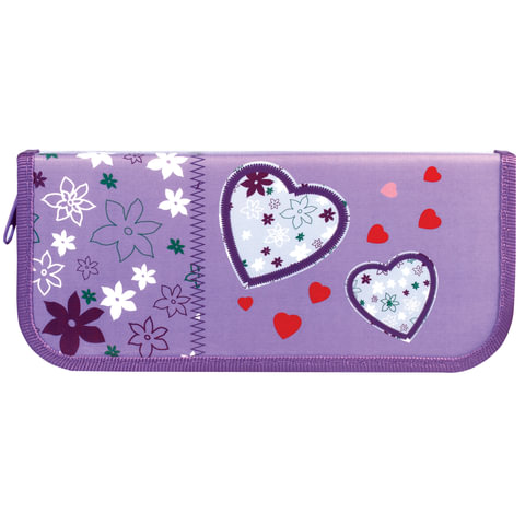 Пенал 1 отделение BRAUBERG, для начальной школы, девочка, Роза, 19*9 см, 104353