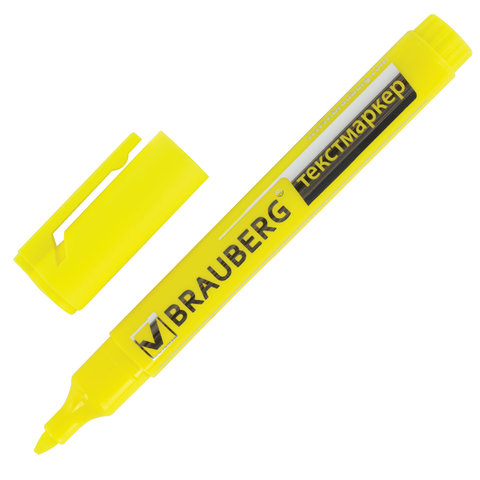 Текстмаркер BRAUBERG "Energy", скошенный наконечник 1-5мм, лимонный, 150482