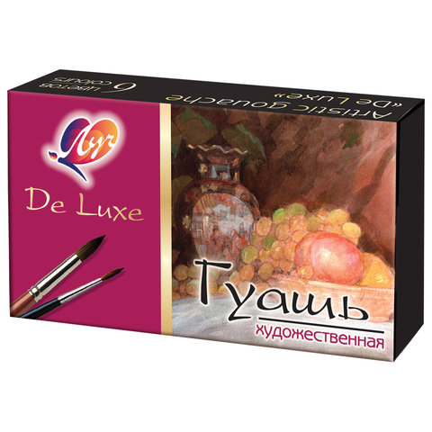 Гуашь художественная ЛУЧ "Люкс", 6 цветов, по 20 мл, 175 г, на гуммиарабике, 14С 1037-08 