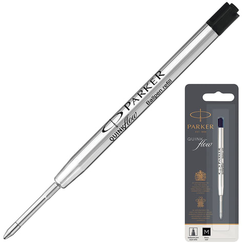 Стержень шариковый PARKER (Франция) "Quinkflow", металлический, 98 мм, 0,7 мм, блистер, черный, 1950