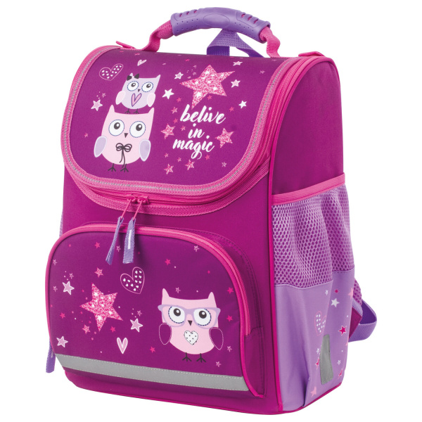 Ранец ПИФАГОР BASIC, с эргономичной спинкой, Smart owls, 35х28х18 см, 229933