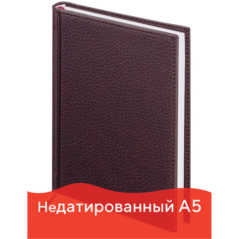 Ежедневник BRAUBERG недат. А5 148*218мм "Favorite", "фактурная кожа", бордовый, 123833