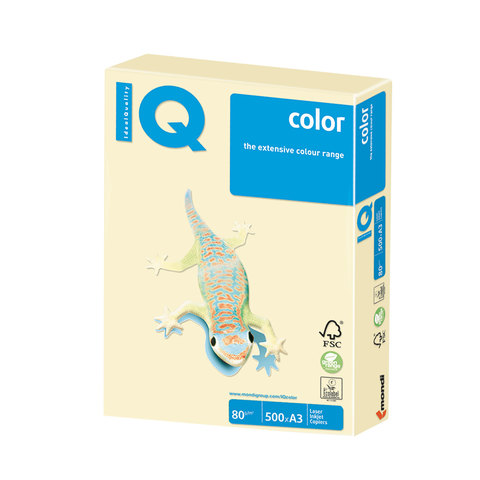 Бумага IQ (АйКью) color, А3, 80 г/м2, 500 л., пастель ванильная, BE66 