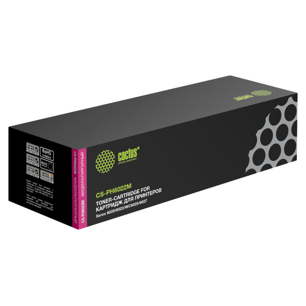 Картридж CACTUS (CS-PH6022M) для XEROX Phaser 6020/6022/WC6025/6027, пурпурный, ресурс 1000