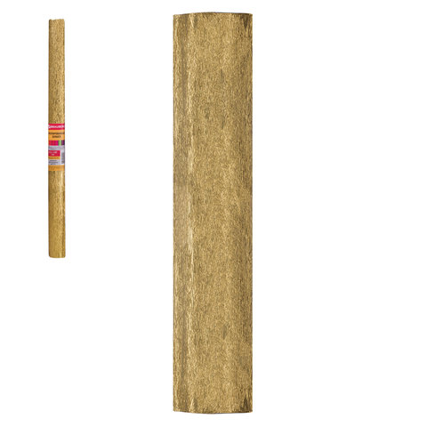 Цветная бумага крепированная, "золотая", растяжение до 25%, 22 г/м2, BRAUBERG, рулон, 50х200 см, 12