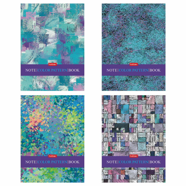 Блокнот МАЛЫЙ ФОРМАТ (105х145 мм) А6, 48 л., скоба, ламин., клетка, HATBER, "Color Pattern", 48Б6В1