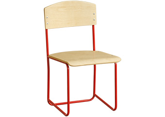 Стул детский на круглой трубе 2 группа 30 см, м/к красный, спинка и сиденье фанера лак, М220