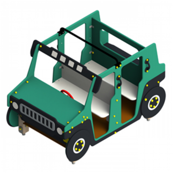 Внедорожник, 3-10 лет, деревянный брус, 1820х1230 мм, Н=1275 мм, Н площадки=280 мм