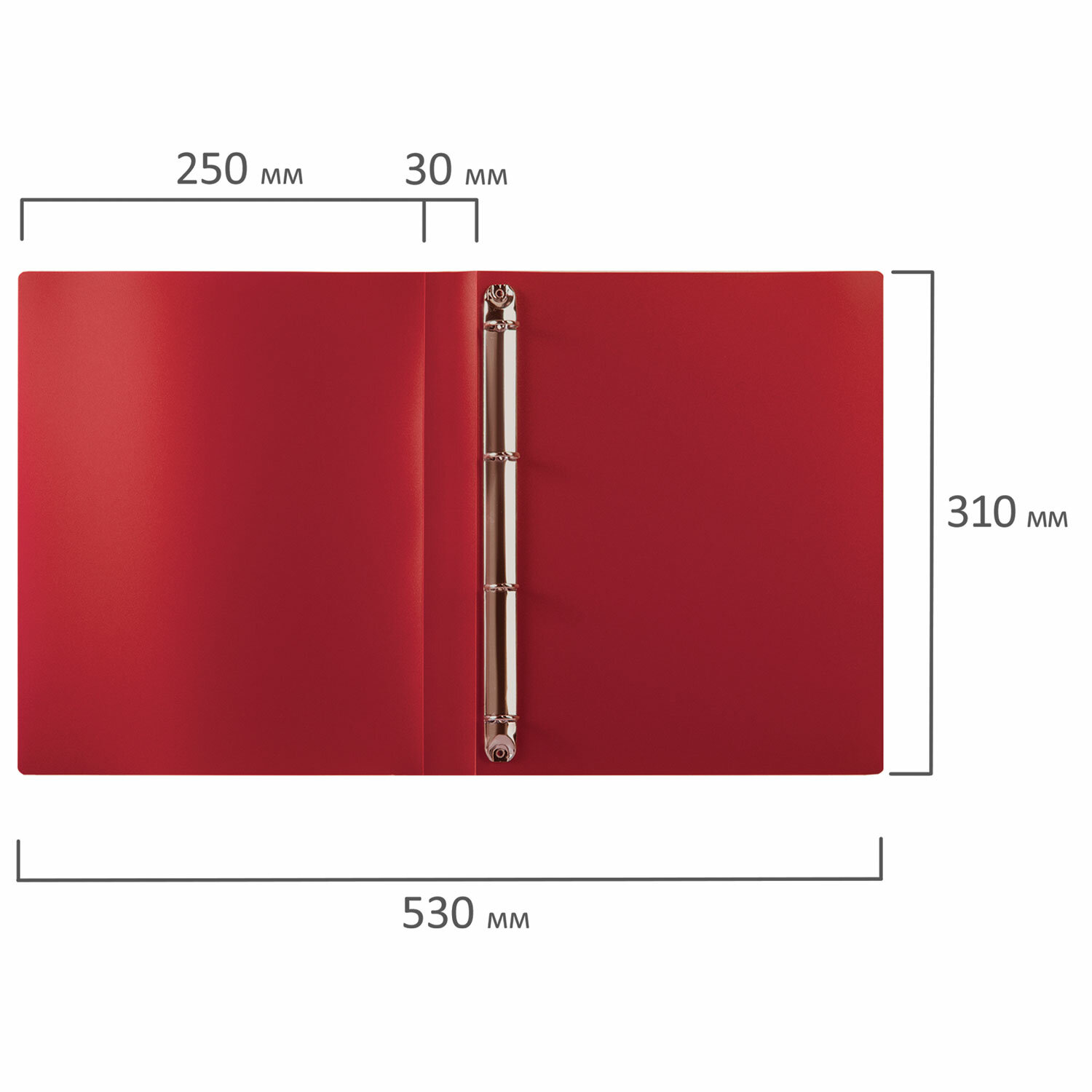 Папка на 4 кольцах STAFF, 30 мм, красная, до 250 листов, 0,5 мм, 229246
