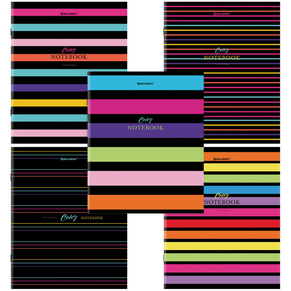 Тетрадь 96л. клетка BRAUBERG, обложка картон, Color Stripes Тетрадь 96л. клетка BRAUBERG, обложка картон, Color Stripes