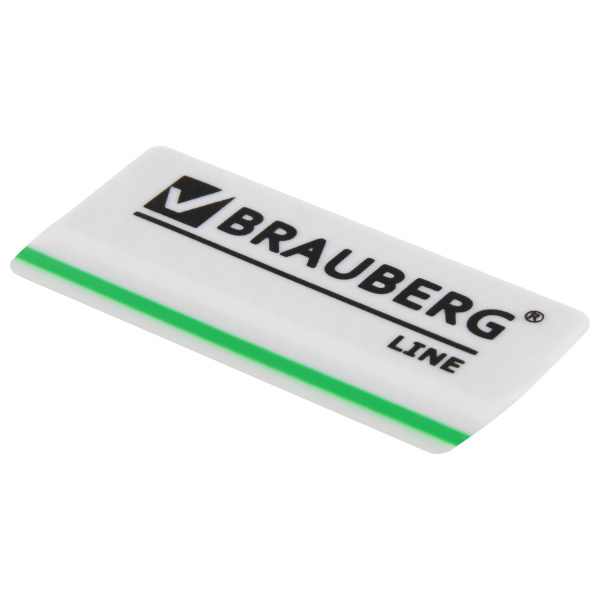 Ластик BRAUBERG "Line", 57х18х8 мм, белый, прямоугольный, скошенные края