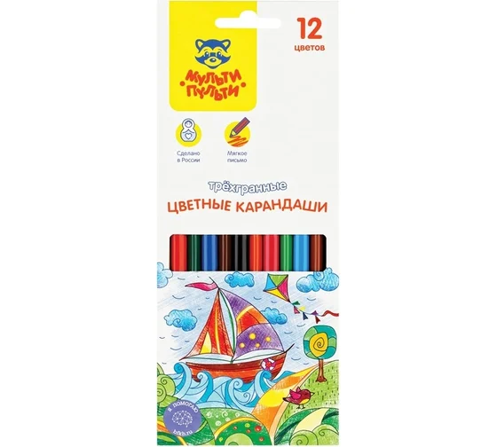 Карандаши цветные Мульти-Пульти "Невероятные приключения", 12цв., трехгран., з