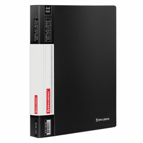 Папка  60 вклад. BRAUBERG "Стандарт" черная, 0,8мм