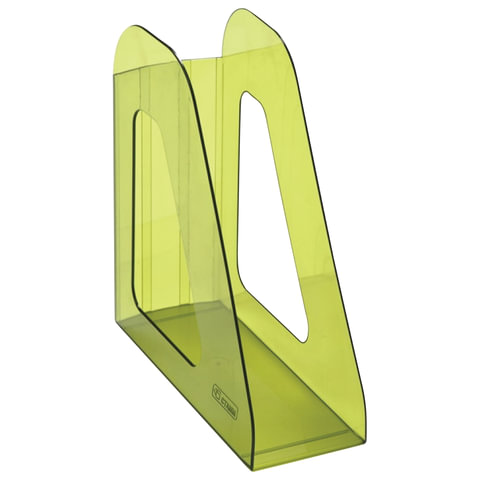 Лоток вертикальный для бумаг СТАММ "Фаворит", ширина 90 мм, тонированный зеленый лайм, ЛТ707