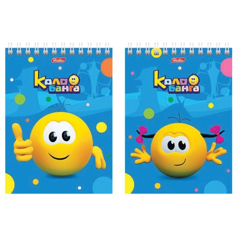 Блокнот А6, 60 л., гребень, обложка мелованный картон, HATBER, "Смайл (Колобанга)", 105х140 мм, 60Б6