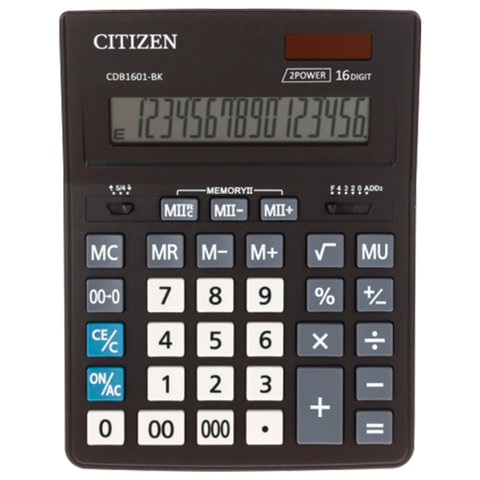 Калькулятор CITIZEN BUSINESS LINE CDB1601BK, настольный, 16 разрядов, двойное питание, 157x200мм