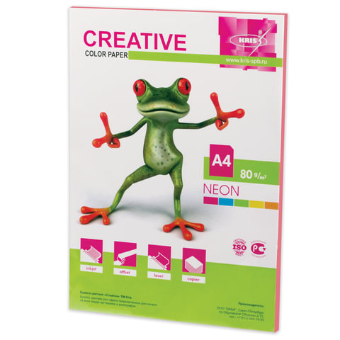 Бумага CREATIVE color (Креатив) А4, 80г/м, 50 л. неон розовая, БНpr-50р, ш/к 43328