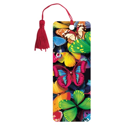 Закладка д/книг с линейкой 3D BRAUBERG, объемная c движением "Бабочки", декор. шнурок-завязка,125748