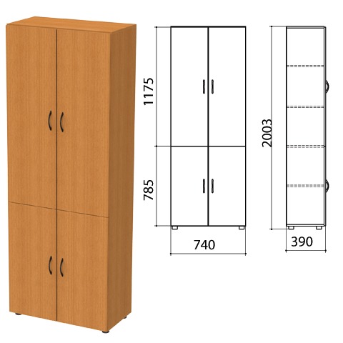 Шкаф закрытый "Фея", 740х390х2000 мм, цвет орех милан (КОМПЛЕКТ), КФ21.5