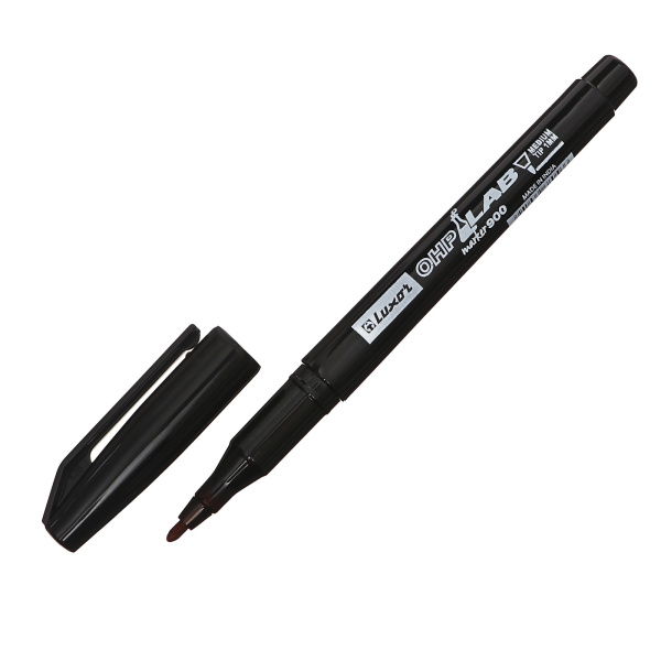 Маркер перманентный лабораторный Luxor "OHP 900" черный, пулевидный, 1,0мм