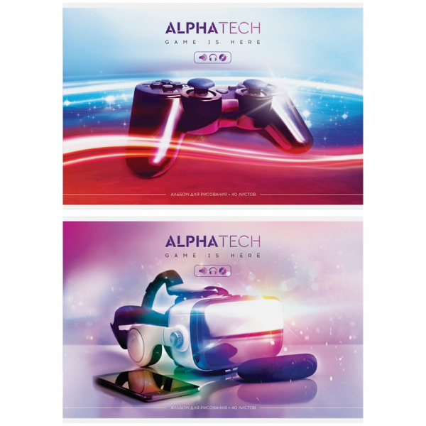 Альбом для рисования А4 40л., на скрепке ArtSpace "Увлечения. Neon. Alphatech"