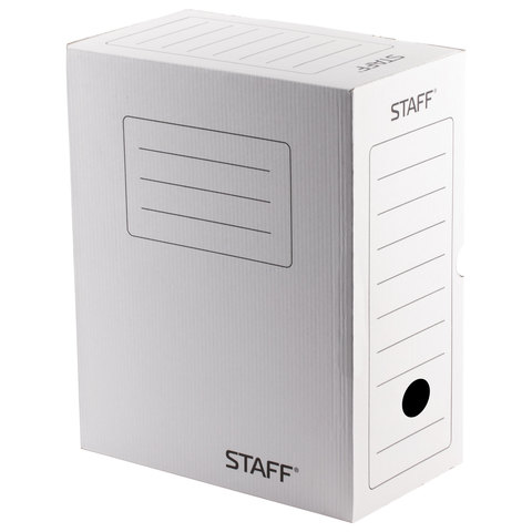 Короб архивный с клапаном, микрогофрокартон, 150 мм, до 1400 листов, белый, STAFF, 128866 