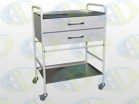 Столик манипуляционный Ратон-МедТех СИ-10 2 полки: нержавеющая сталь 2 ящика. Размеры: 640*450*880мм