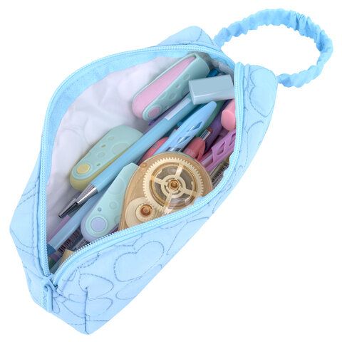 Пенал-косметичка HEIKKI (ХЕЙКИ) с ручкой, 1 отделение, стеганый полиэстер, 21х8х5 см, голубой, 27360